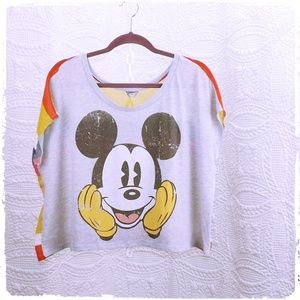 Disney Mickey Mouse Rainbow Sheer Back Crop Top